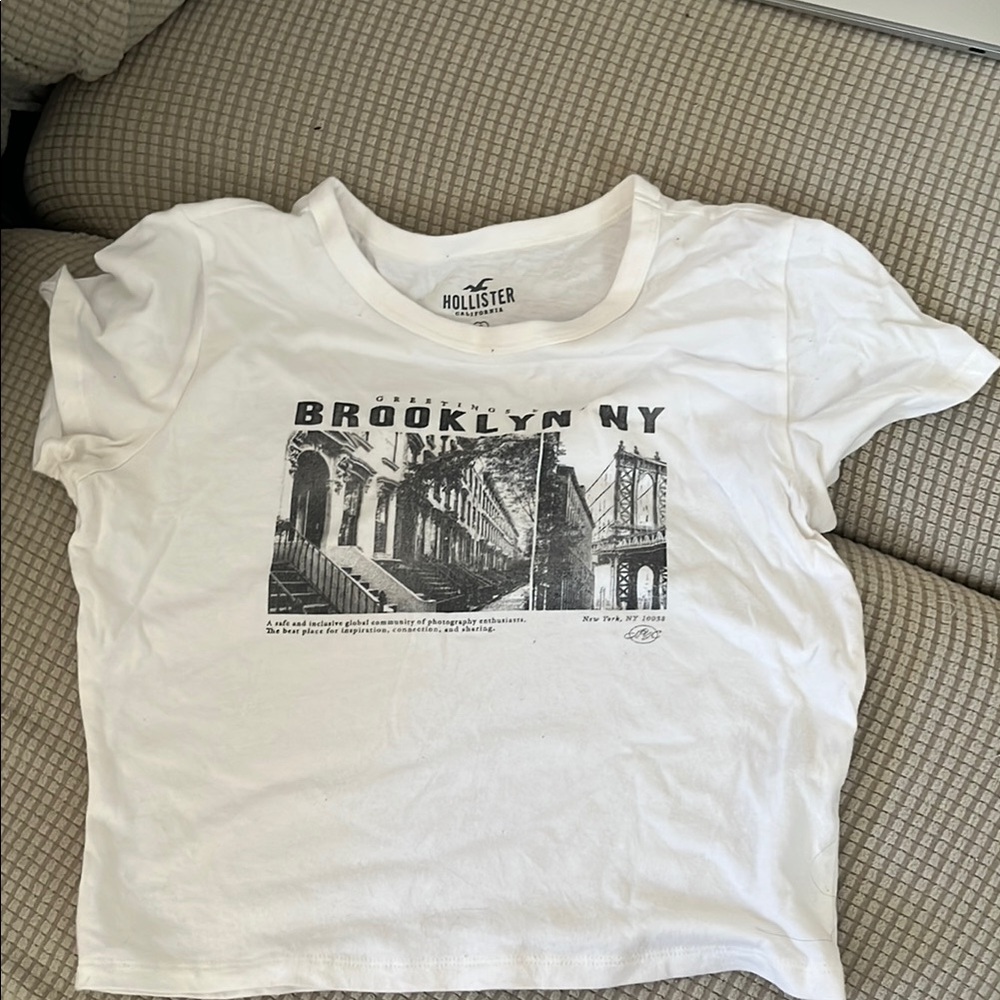 Hollister White Brooklyn Graphic Tee